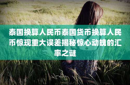 泰国换算人民币泰国货币换算人民币惊现重大误差揭秘惊心动魄的汇率之谜
