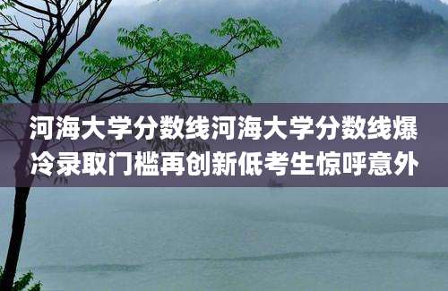 河海大学分数线河海大学分数线爆冷录取门槛再创新低考生惊呼意外