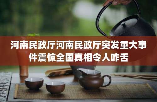 河南民政厅河南民政厅突发重大事件震惊全国真相令人咋舌