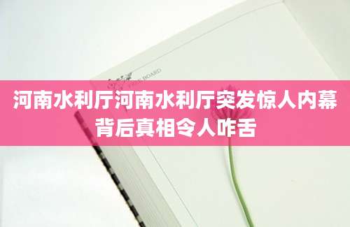 河南水利厅河南水利厅突发惊人内幕背后真相令人咋舌